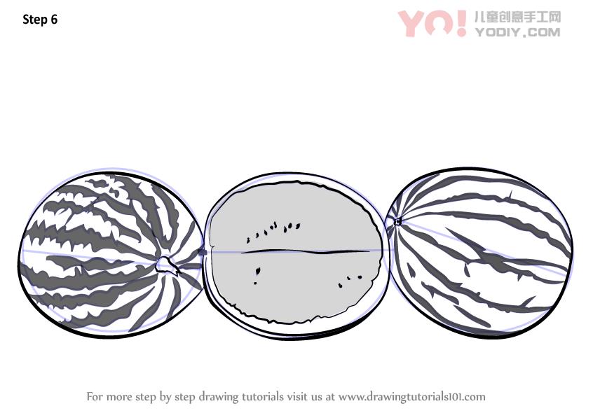 图片[7]-学习如何绘制西瓜（水果）-YO儿童创意手工网