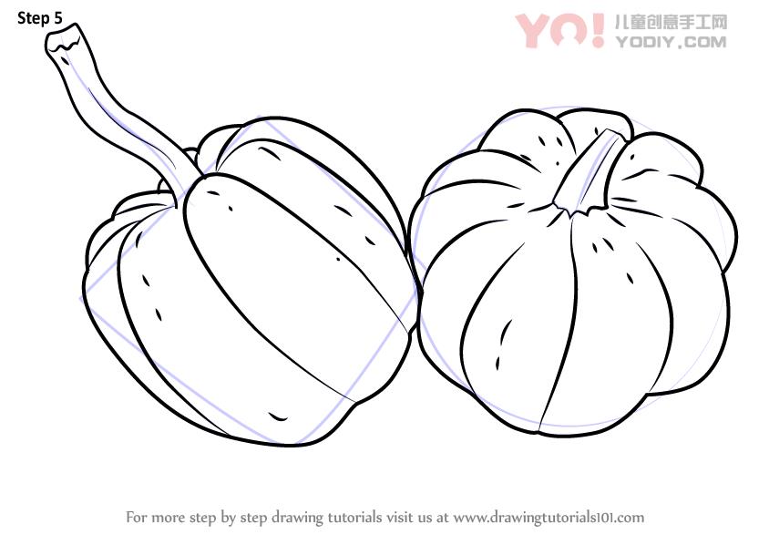 图片[6]-学习如何画一个南瓜（水果）-YO儿童创意手工网