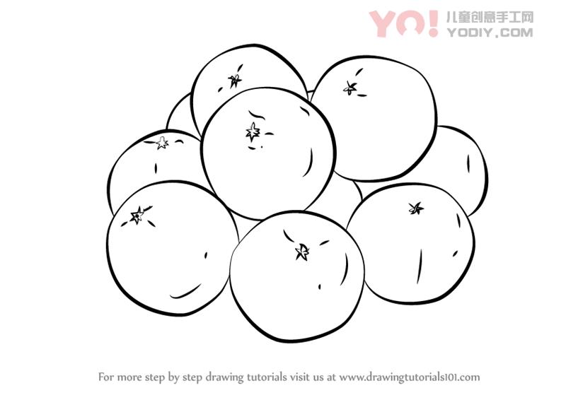 图片[1]-学习如何画橘子（水果）-YO儿童创意手工网