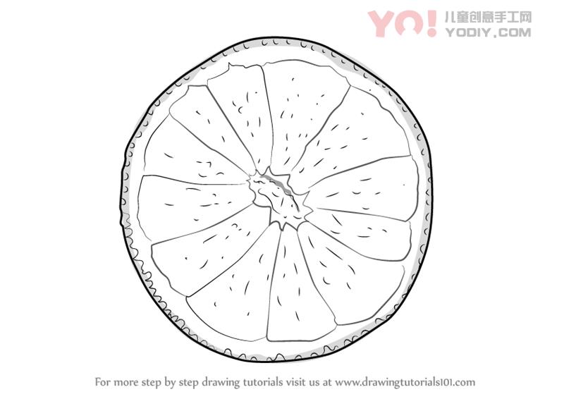 图片[1]-学习如何绘制橙色切片（水果）-YO儿童创意手工网