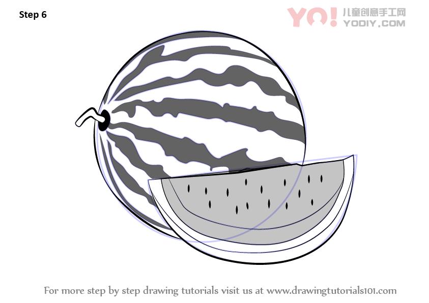 图片[7]-学习如何用切片绘制西瓜（水果）-YO儿童创意手工网