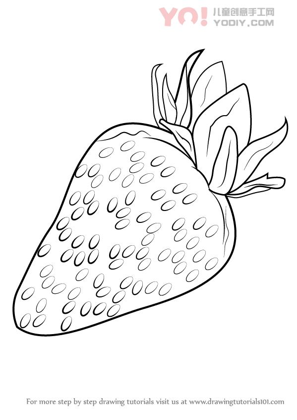 图片[1]-学习如何画草莓（水果）-YO儿童创意手工网