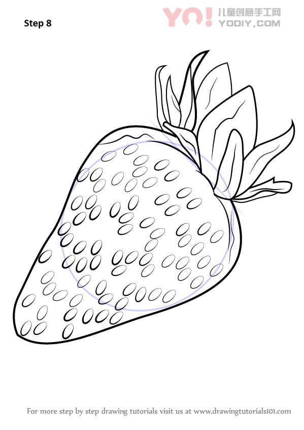 图片[9]-学习如何画草莓（水果）-YO儿童创意手工网
