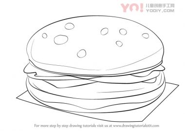 学习如何画一个汉堡包（小吃）-优优资源