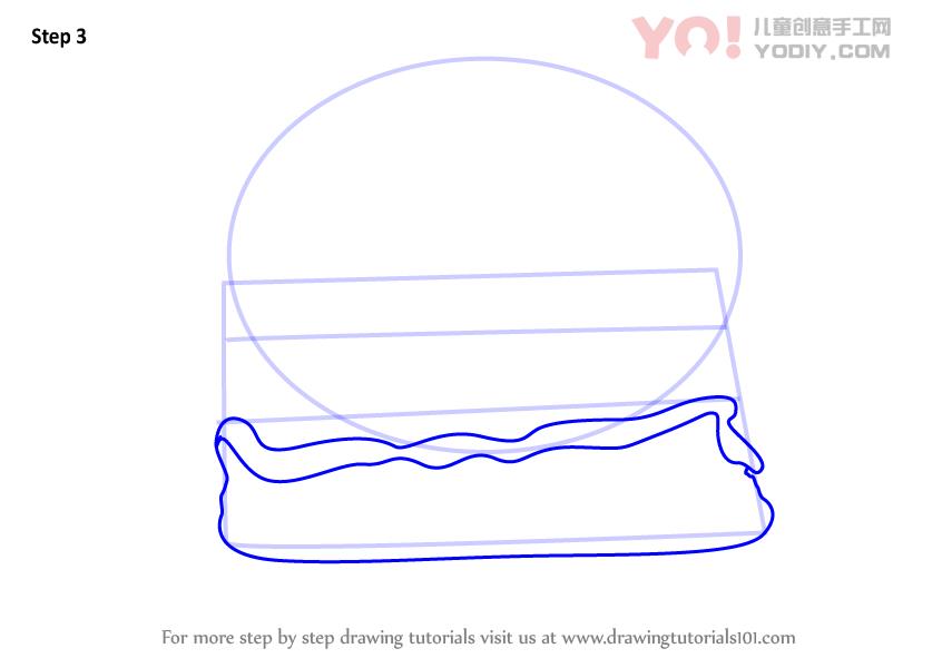 图片[4]-学习如何画一个汉堡（小吃）-YO儿童创意手工网