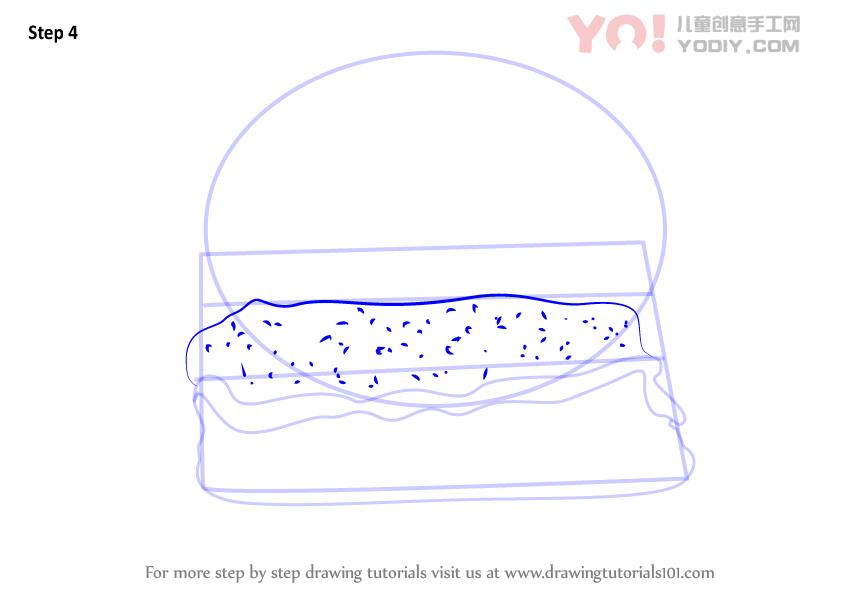 图片[5]-学习如何画一个汉堡（小吃）-YO儿童创意手工网