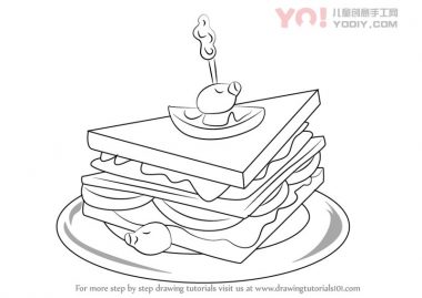 学习如何画一个俱乐部三明治（小吃）-优优资源