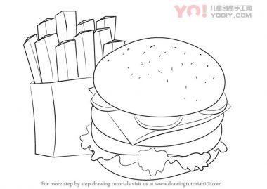 学习如何画汉堡包和薯条（小吃）-优优资源
