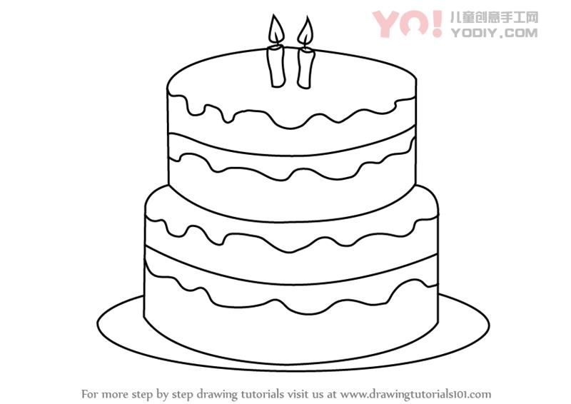 图片[1]-学习如何用蜡烛（蛋糕）绘制生日蛋糕-YO儿童创意手工网