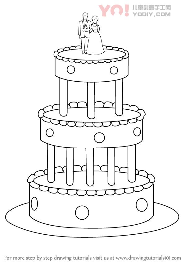 图片[1]-学习如何画婚礼蛋糕（蛋糕）-YO儿童创意手工网