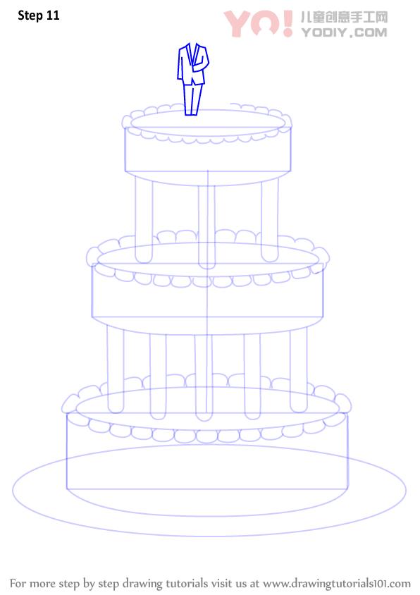 图片[12]-学习如何画婚礼蛋糕（蛋糕）-YO儿童创意手工网