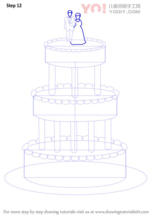 图片[13]-学习如何画婚礼蛋糕（蛋糕）-YO儿童创意手工网