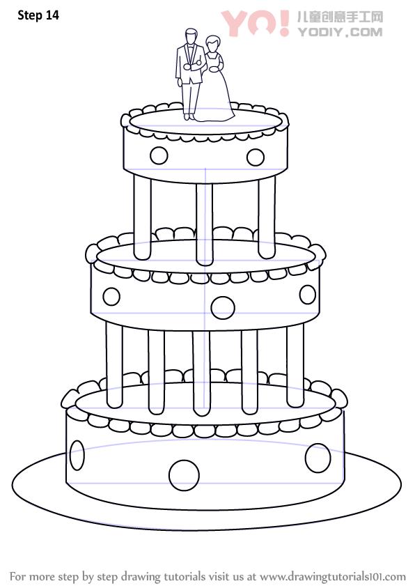 图片[15]-学习如何画婚礼蛋糕（蛋糕）-YO儿童创意手工网