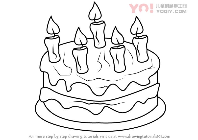 图片[1]-学习如何用蜡烛（蛋糕）绘制蛋糕-YO儿童创意手工网