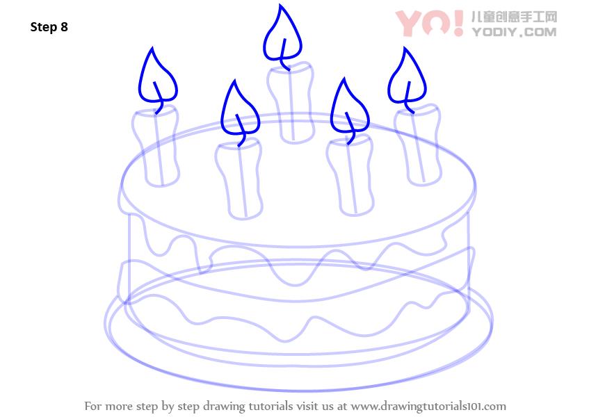 图片[9]-学习如何用蜡烛（蛋糕）绘制蛋糕-YO儿童创意手工网