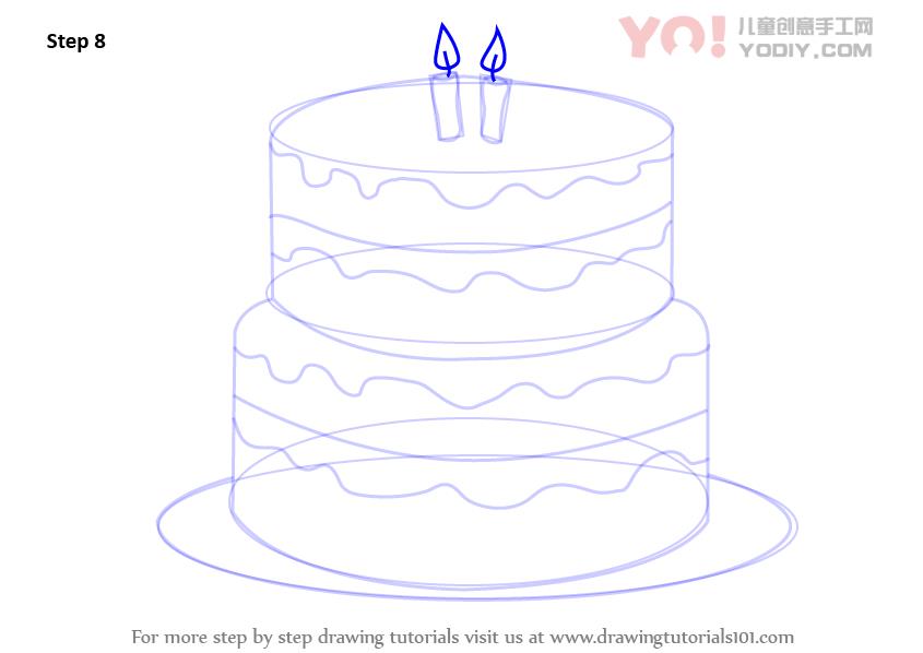 图片[9]-学习如何画生日蛋糕（蛋糕）-YO儿童创意手工网