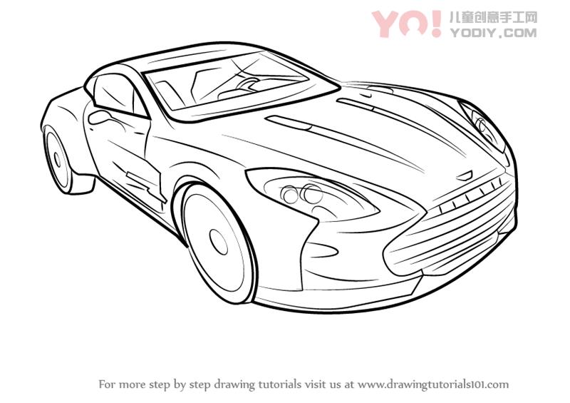 图片[1]-了解如何绘制Aston Martin One-77（汽车）-YO儿童创意手工网