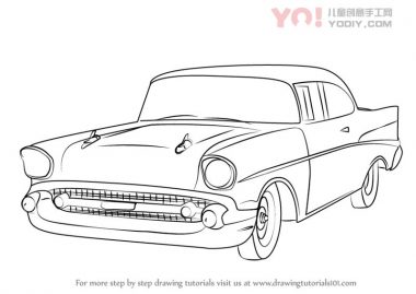 学习如何绘制1957年雪佛兰Bel Air（汽车）-优优资源