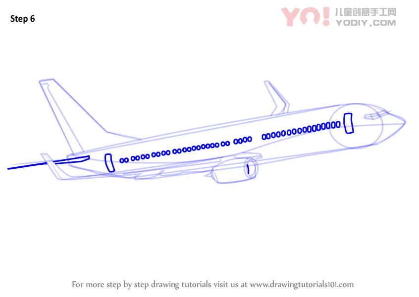 图片[7]-了解如何绘制波音737（飞机）-YO儿童创意手工网
