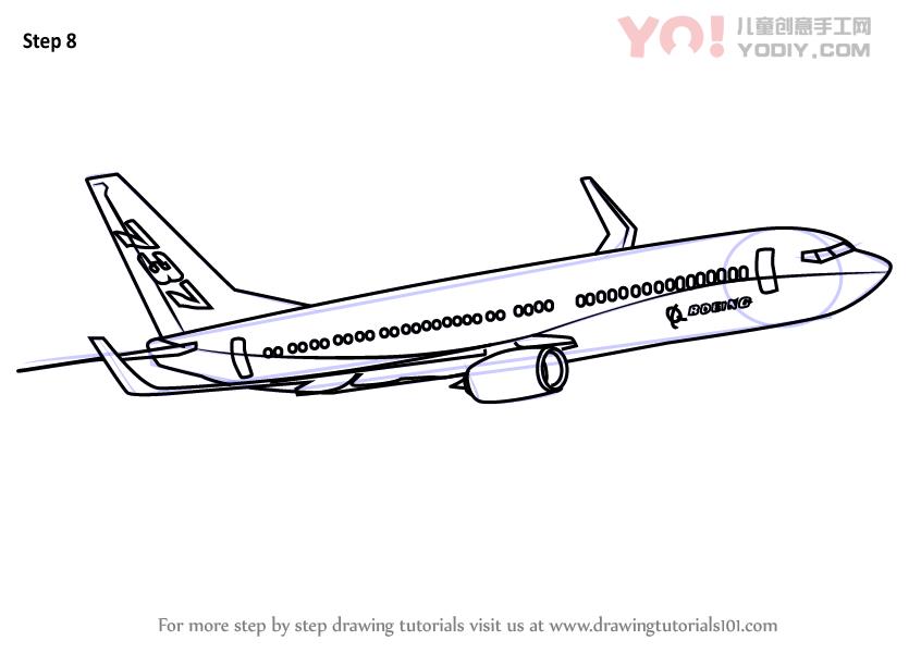 图片[9]-了解如何绘制波音737（飞机）-YO儿童创意手工网