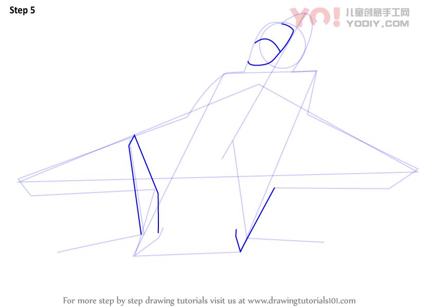 图片[6]-学习如何绘制喷气式飞机（飞机）-YO儿童创意手工网