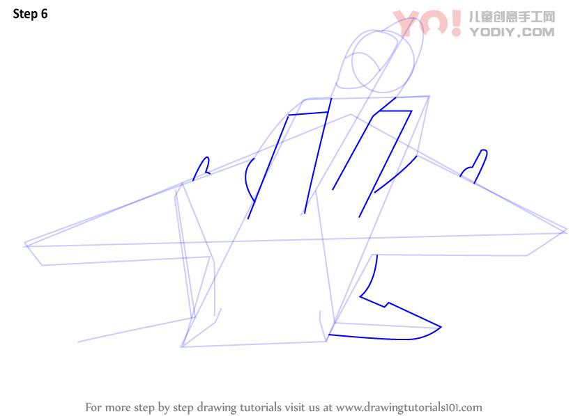 图片[7]-学习如何绘制喷气式飞机（飞机）-YO儿童创意手工网