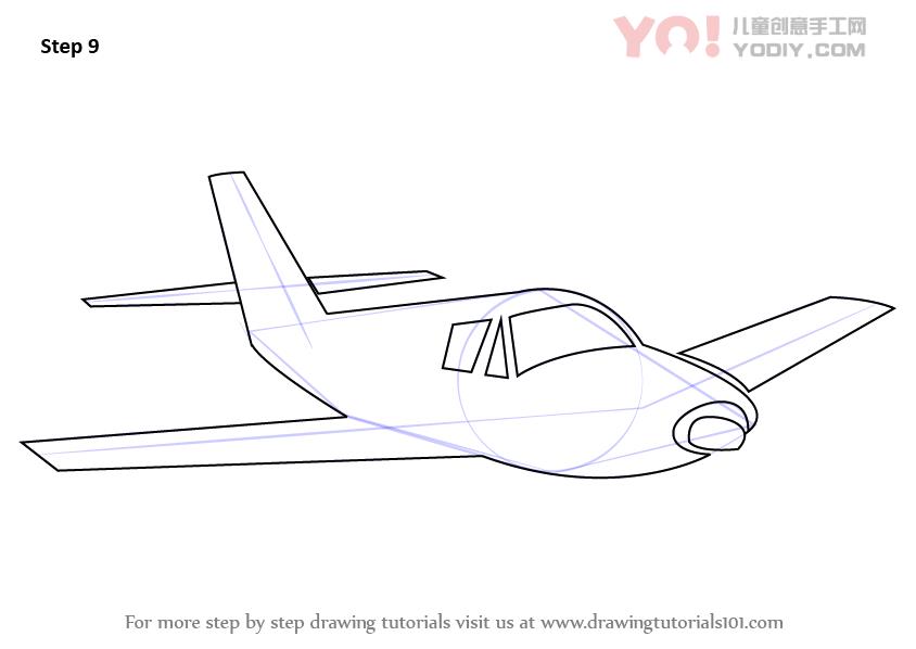 图片[10]-学习如何绘制飞机素描（飞机）-YO儿童创意手工网