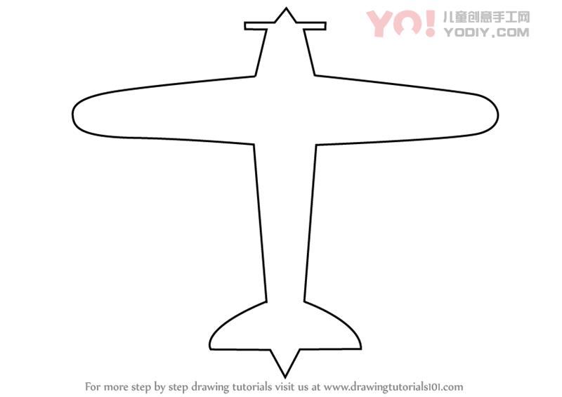 图片[1]-学习如何画一架简单的飞机（飞机）-YO儿童创意手工网