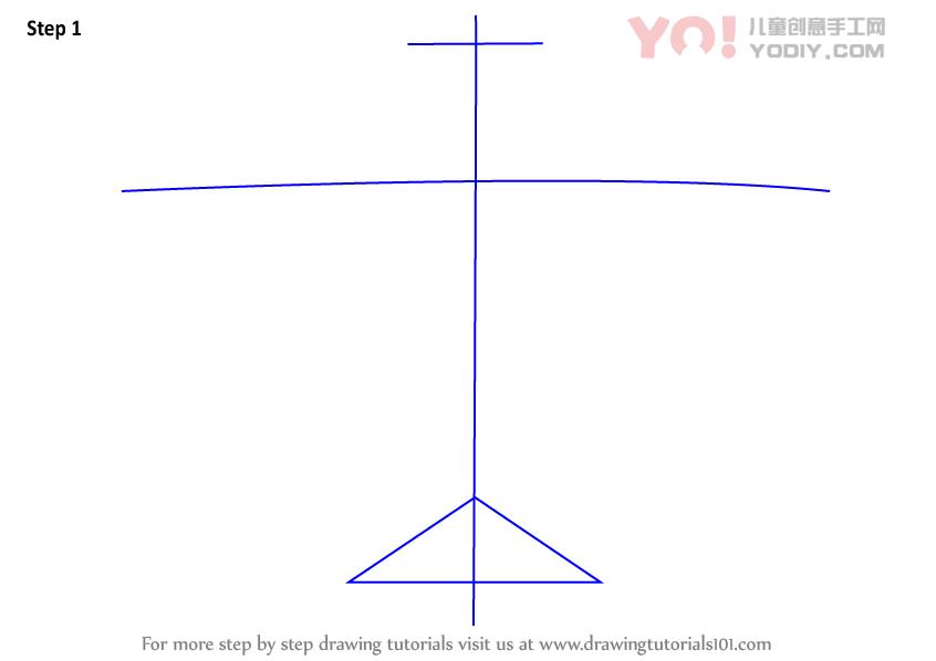 图片[2]-学习如何画一架简单的飞机（飞机）-YO儿童创意手工网