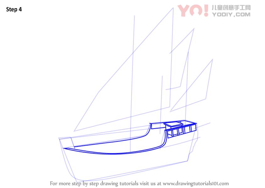 图片[5]-学习如何画尼娜船（船和船）-YO儿童创意手工网