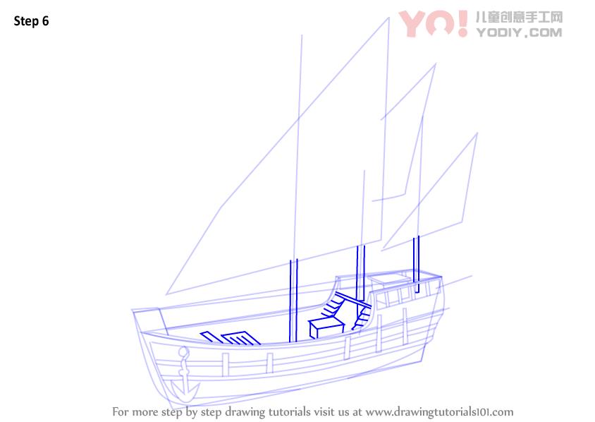 图片[7]-学习如何画尼娜船（船和船）-YO儿童创意手工网