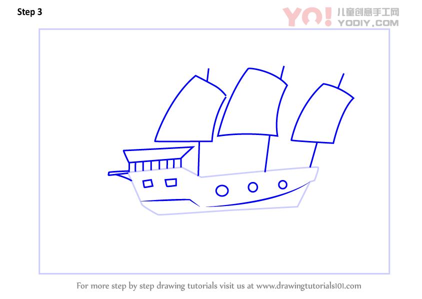 图片[4]-学习如何在湖（船和船）上绘制船-YO儿童创意手工网
