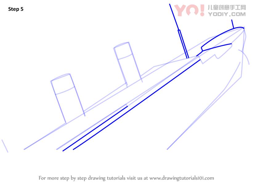 图片[6]-学习如何绘制泰坦尼克号沉没（船和船）-YO儿童创意手工网