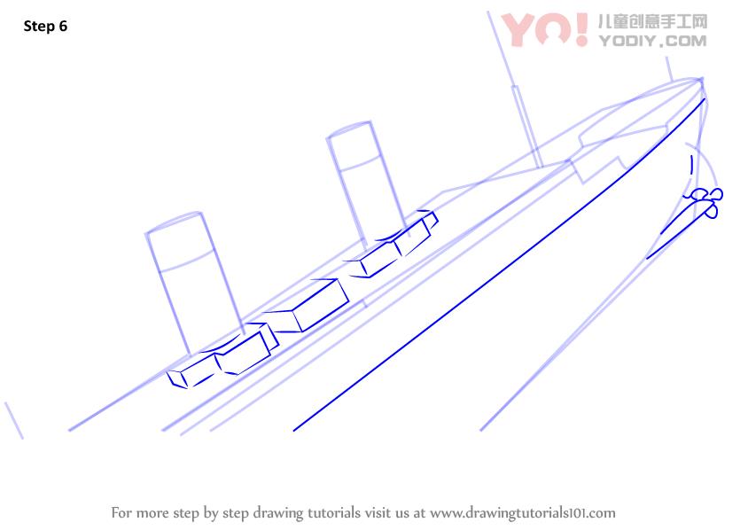 图片[7]-学习如何绘制泰坦尼克号沉没（船和船）-YO儿童创意手工网