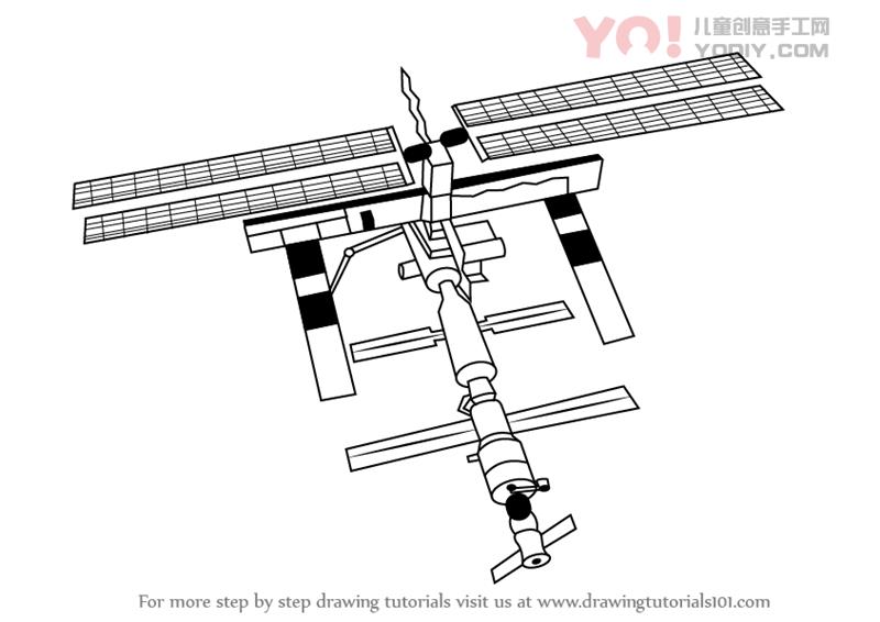 图片[1]-学习如何绘制空间站（外太空）-YO儿童创意手工网
