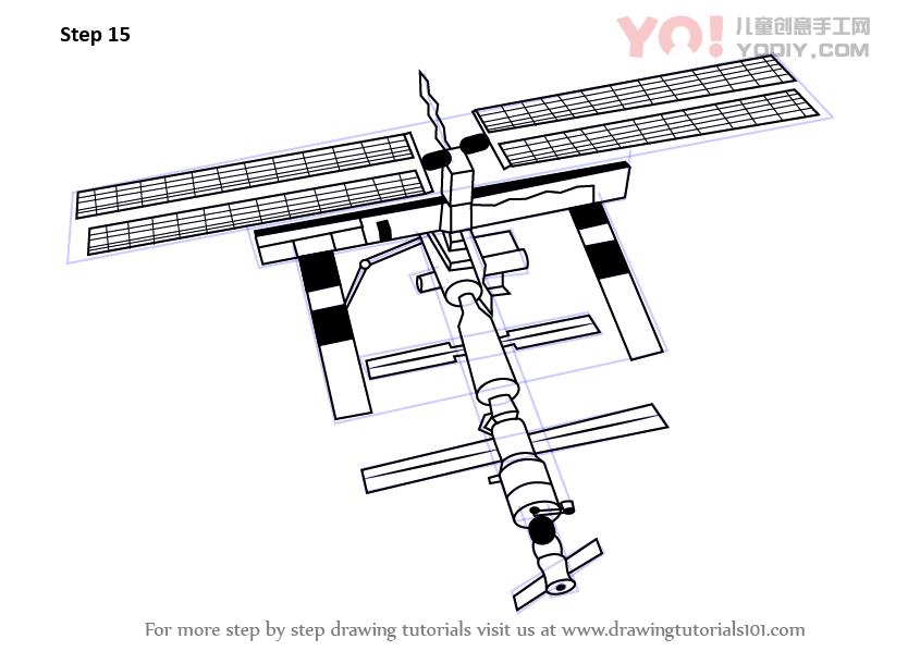 图片[16]-学习如何绘制空间站（外太空）-YO儿童创意手工网