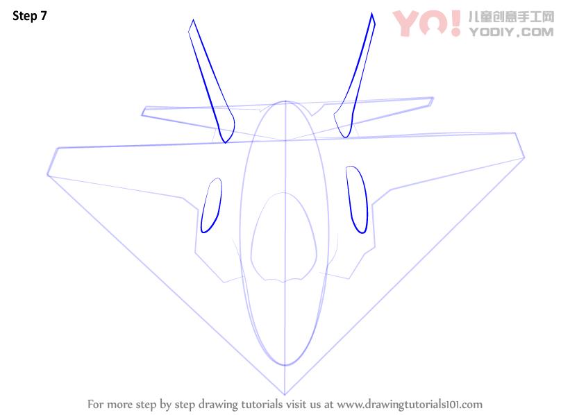 图片[8]-了解如何绘制洛克希德马丁F-35雷电II（战斗机喷气式飞机）-YO儿童创意手工网