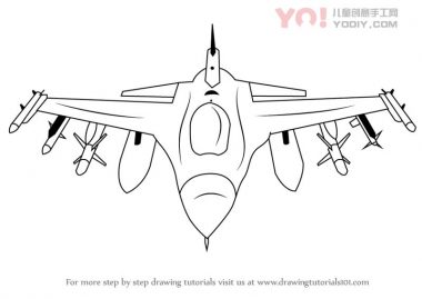 了解如何绘制F16战斗猎鹰（战斗机喷气式飞机）-优优资源