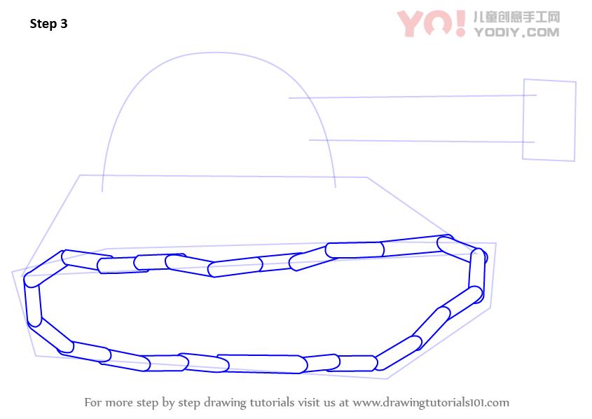 图片[4]-学习如何为孩子们绘制坦克（军队）-YO儿童创意手工网