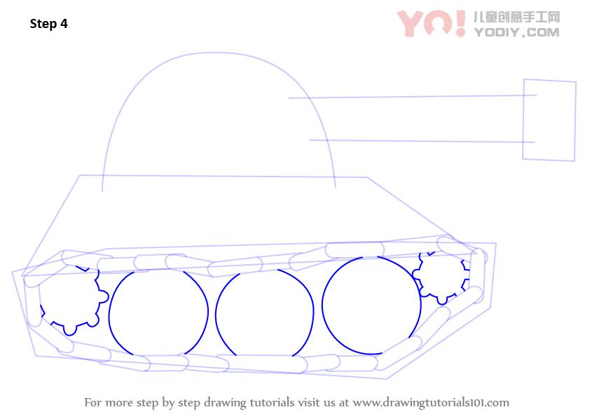 图片[5]-学习如何为孩子们绘制坦克（军队）-YO儿童创意手工网