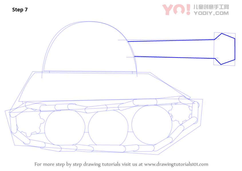 图片[8]-学习如何为孩子们绘制坦克（军队）-YO儿童创意手工网