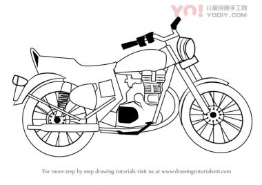 学习如何绘制摩托车（两个轮车）-优优资源