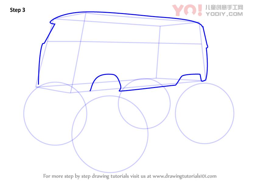 图片[4]-了解如何画大众怪物卡车（卡车）-YO儿童创意手工网