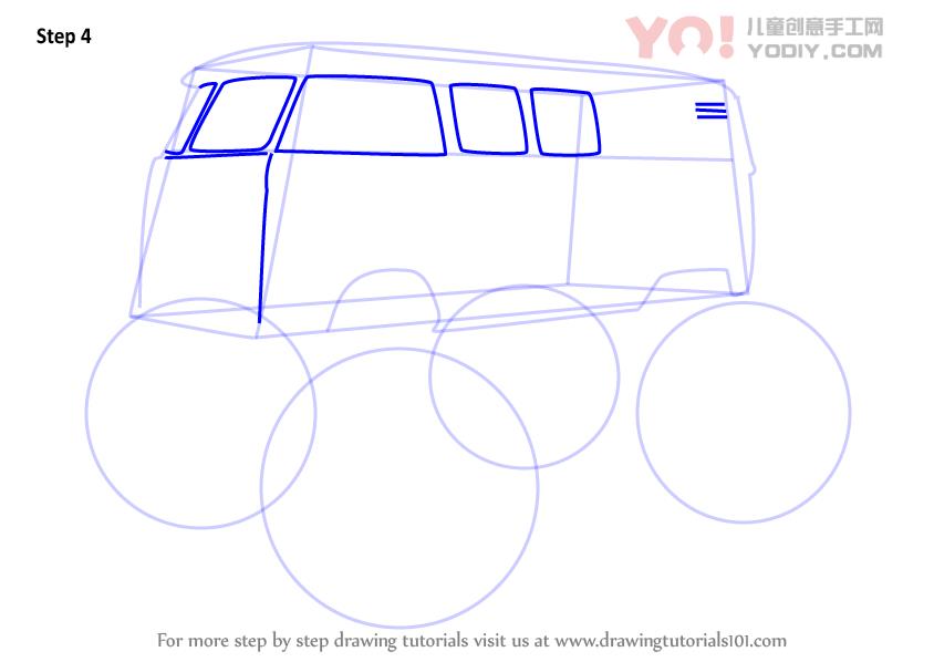 图片[5]-了解如何画大众怪物卡车（卡车）-YO儿童创意手工网