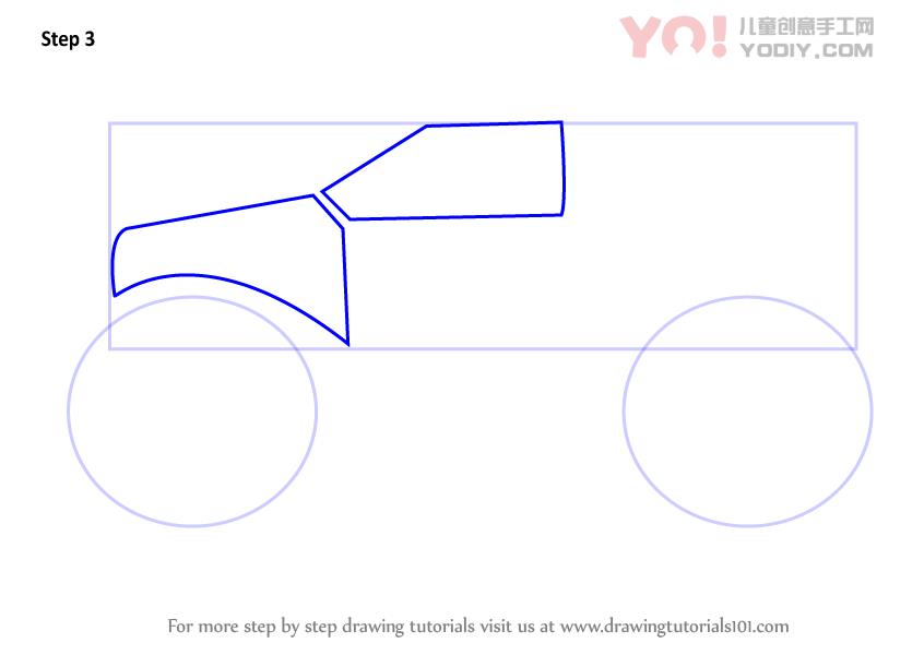 图片[4]-学习如何为孩子们绘制怪物卡车（卡车）-YO儿童创意手工网