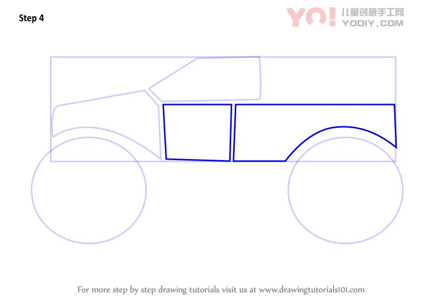 图片[5]-学习如何为孩子们绘制怪物卡车（卡车）-YO儿童创意手工网
