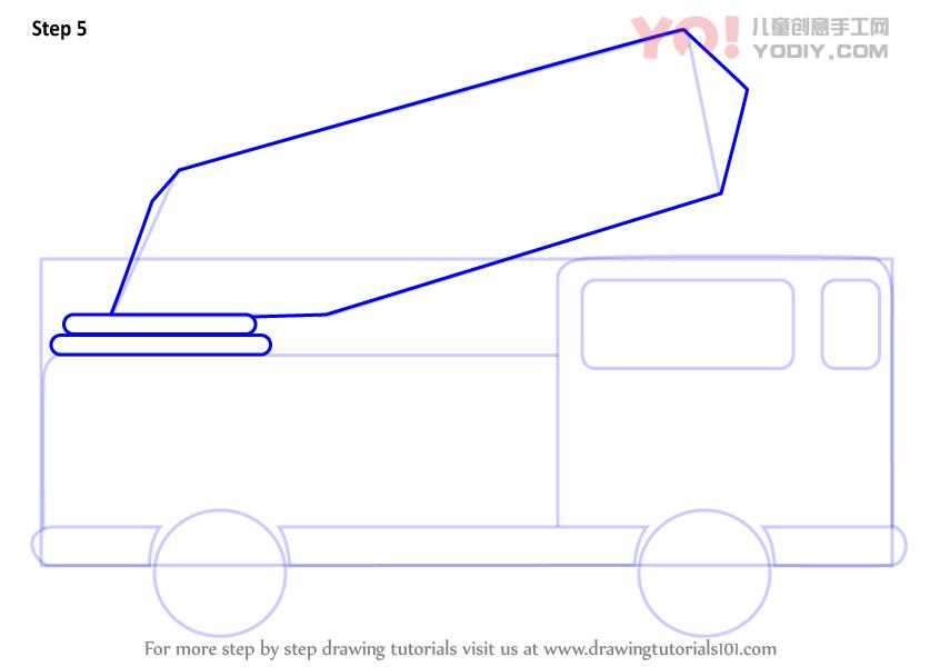图片[6]-学习如何为孩子们绘制救火车（卡车）-YO儿童创意手工网