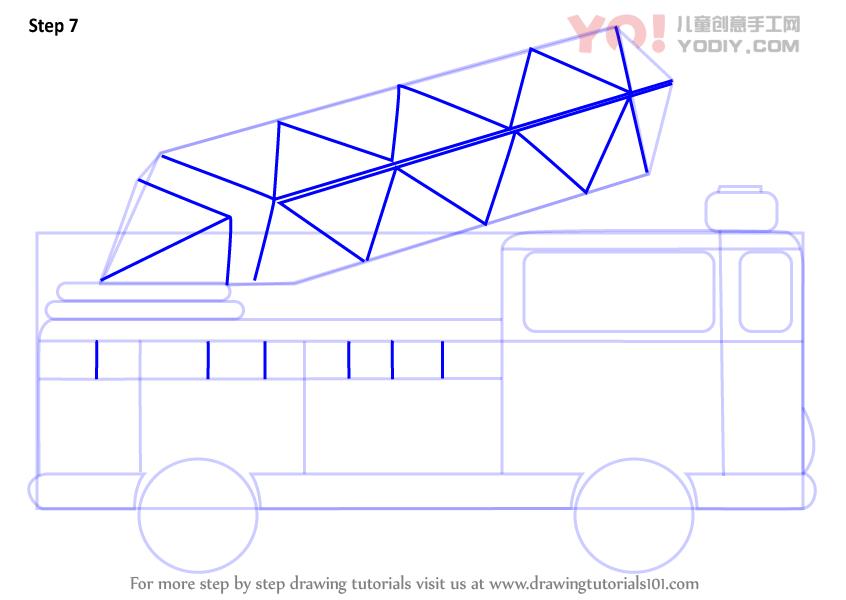图片[8]-学习如何为孩子们绘制救火车（卡车）-YO儿童创意手工网