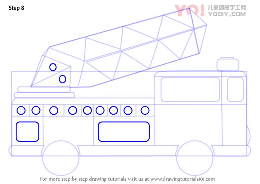 图片[9]-学习如何为孩子们绘制救火车（卡车）-YO儿童创意手工网