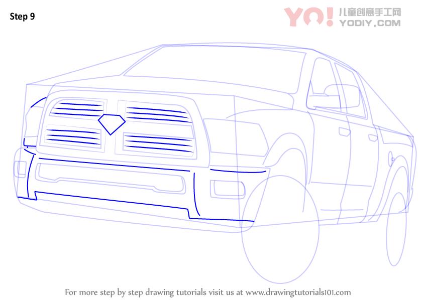 图片[10]-了解如何绘制RAM卡车（卡车）-YO儿童创意手工网